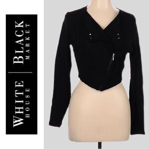 White House Black Market Women’s‎ Black Asymmetrical Zip Black Jacket - Size S